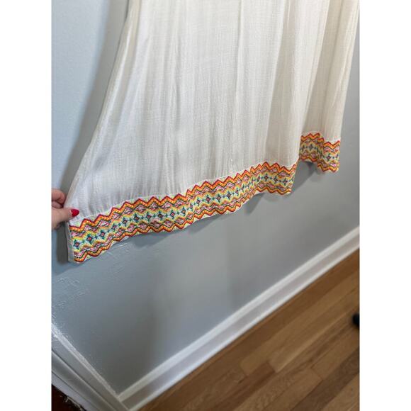 Global Desi Boho Neon Embroidered White Shift Dress XXL Made in India - Picture 4 of 11